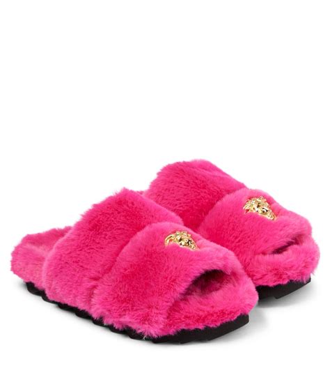 versace fur slides|Versace slides price.